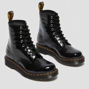 Dr. Martens 1460 Black Patent Lamper Croc Embossed